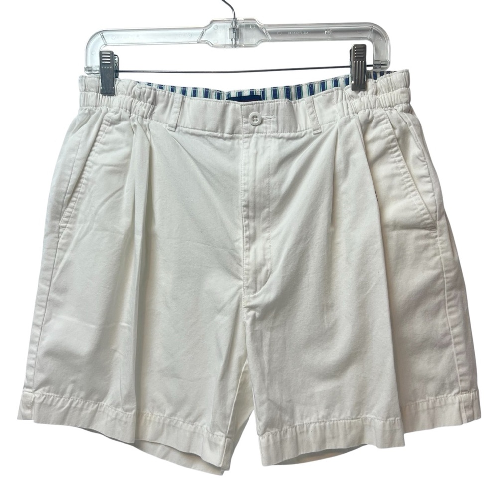 Gant Shorts Men White Cotton Pleated Front Chino 36”